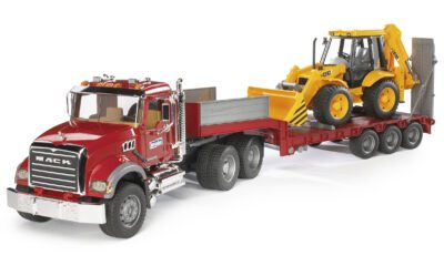 Tahač MACK Granite s bagrem JCB 4CX - Bruder 2813