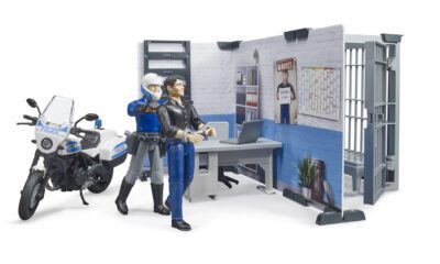 bworld Policejní stanice s motorkou a figurkami - Bruder 62732