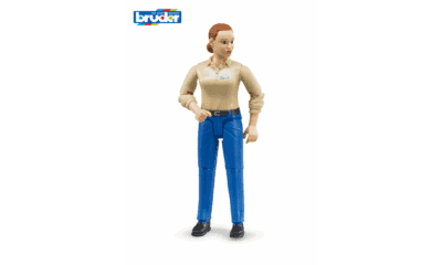 bworld Figurka žena s modrými kalhotami - Bruder 60408