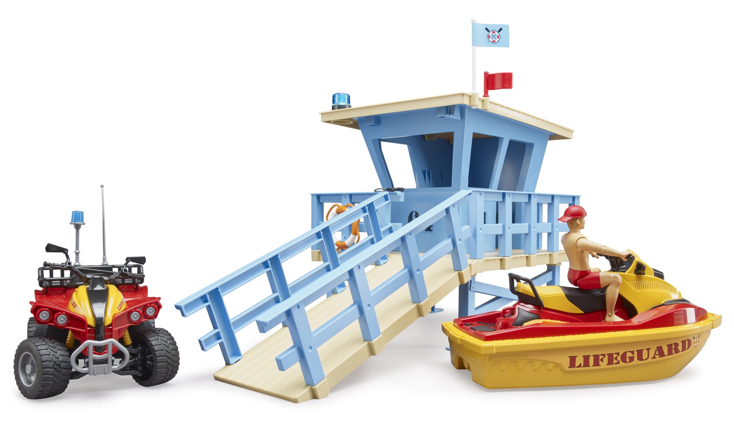 Věž pobřežní hlídky s plavčíkem, čtyřkolkou a vodním skútrem - Bruder 62780 5 Věž pobřežní hlídky s plavčíkem, čtyřkolkou a vodním skútrem - Bruder 62780 - Obrázek 5