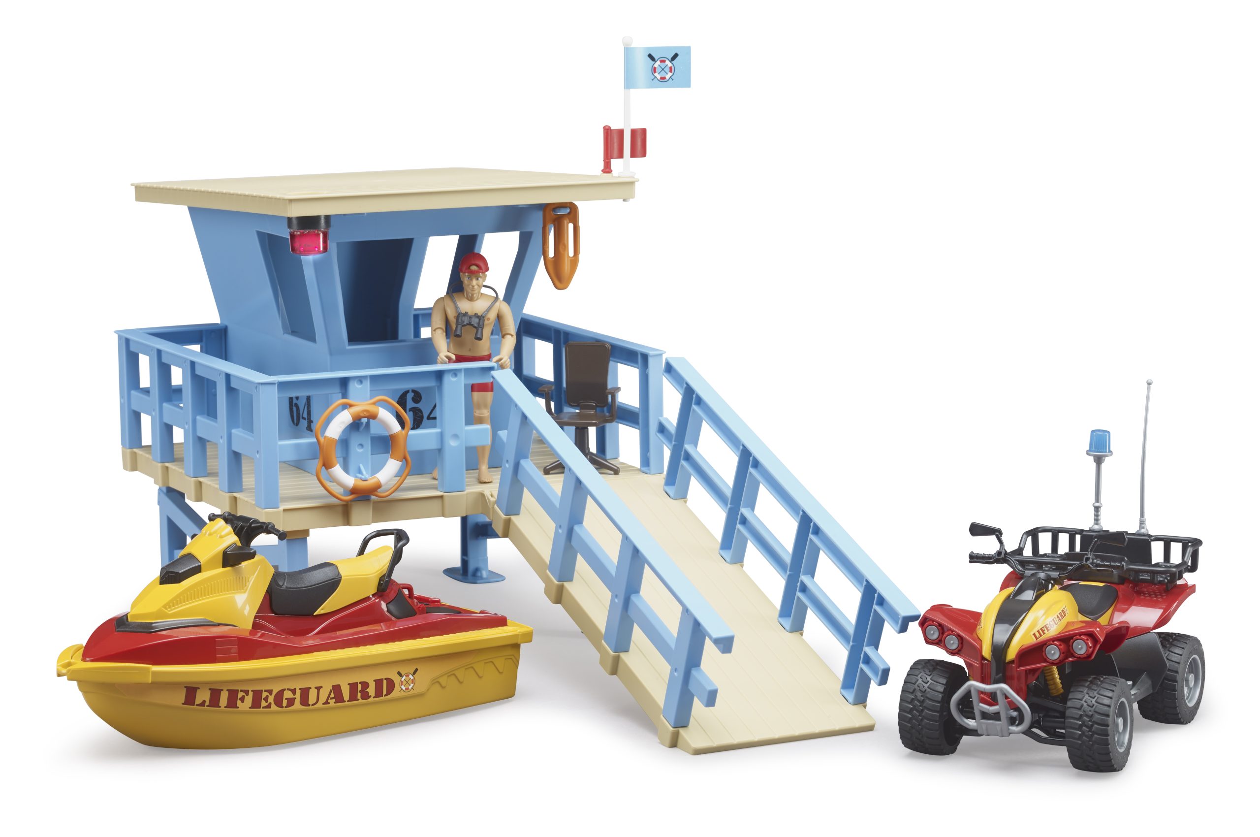 Věž pobřežní hlídky s plavčíkem, čtyřkolkou a vodním skútrem - Bruder 62780 8 Věž pobřežní hlídky s plavčíkem, čtyřkolkou a vodním skútrem - Bruder 62780 - Obrázek 8