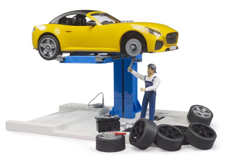 bworld autoservis s mechanikem a roadsterem – Bruder 62112 | 844 Kč