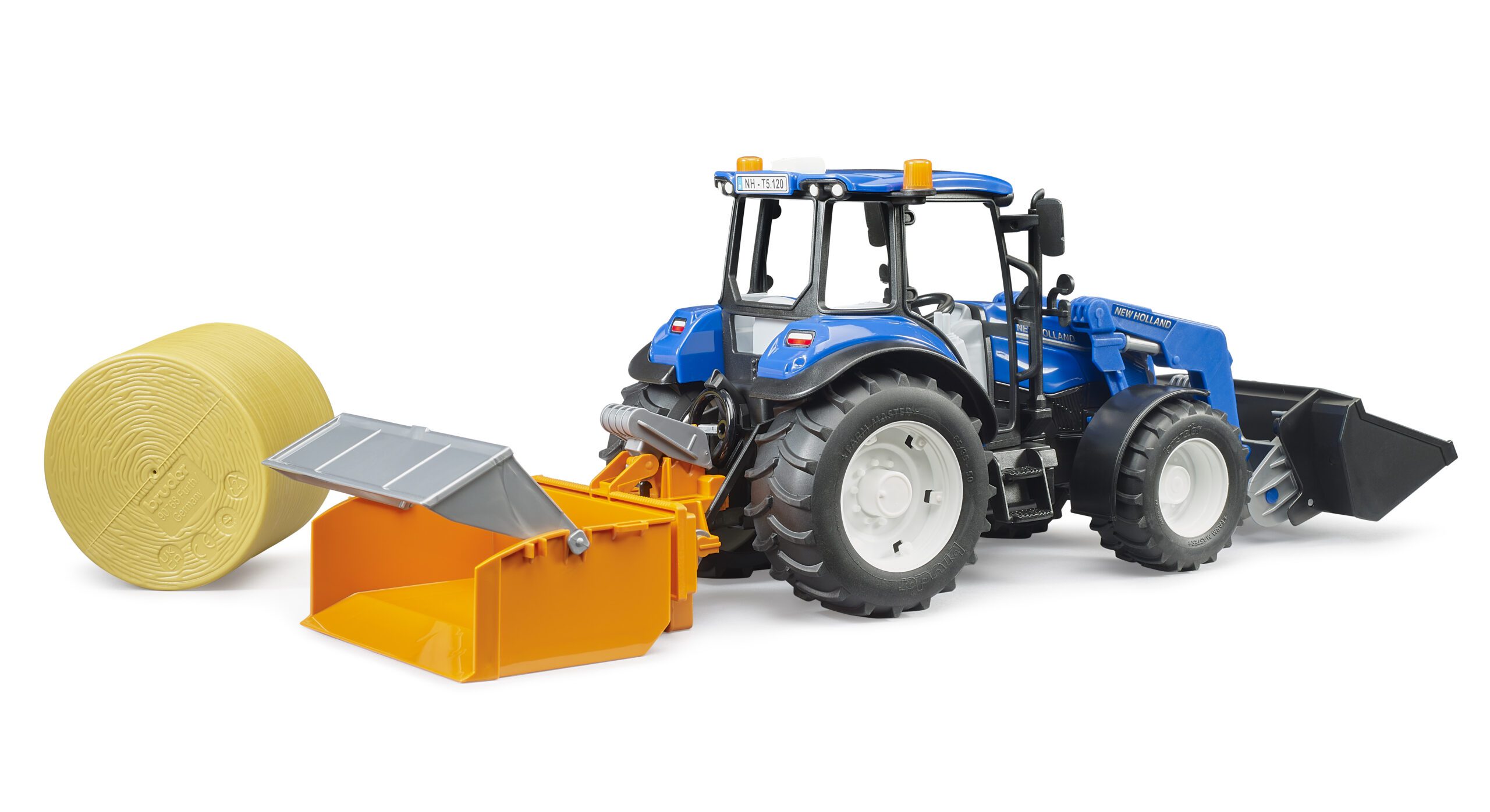New Holland s nakladačem, sklápěcím boxem a vidlemi - Bruder 02187 6 Bruder model voz