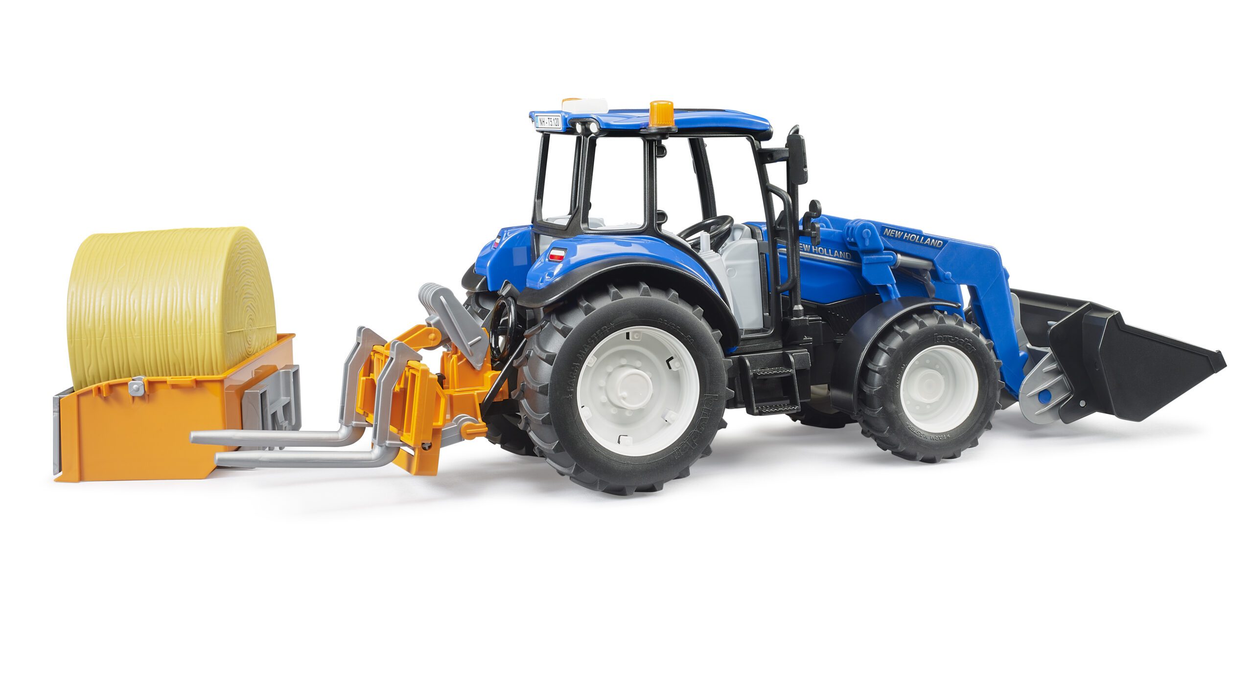 New Holland s nakladačem, sklápěcím boxem a vidlemi - Bruder 02187 4 Bruder
