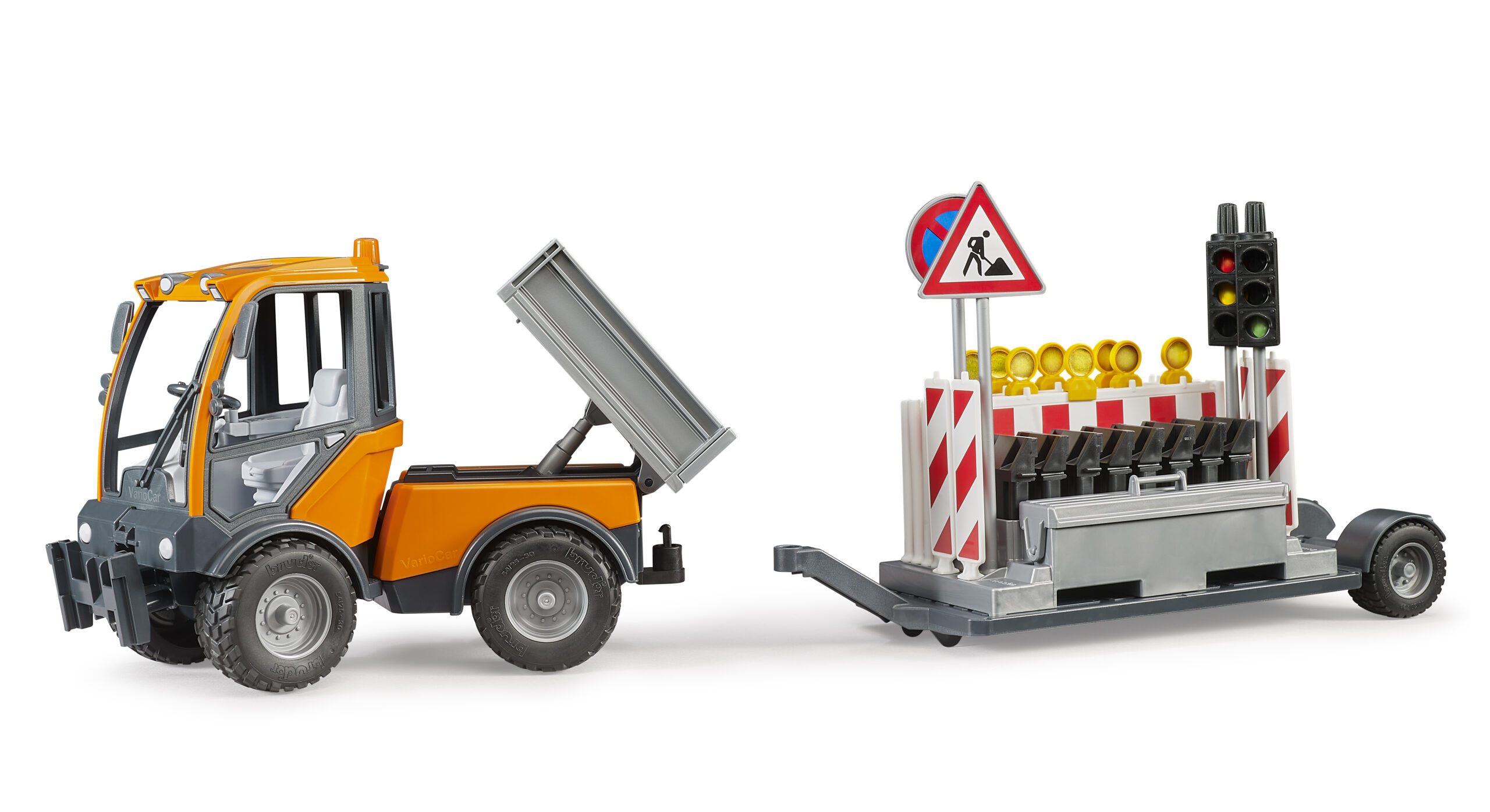 VarioCar s valníkem a přívěsem s dopravním značením - Bruder 02693 5 VarioCar s valníkem a přívěsem s dopravním značením - Bruder 02693 - Obrázek 5