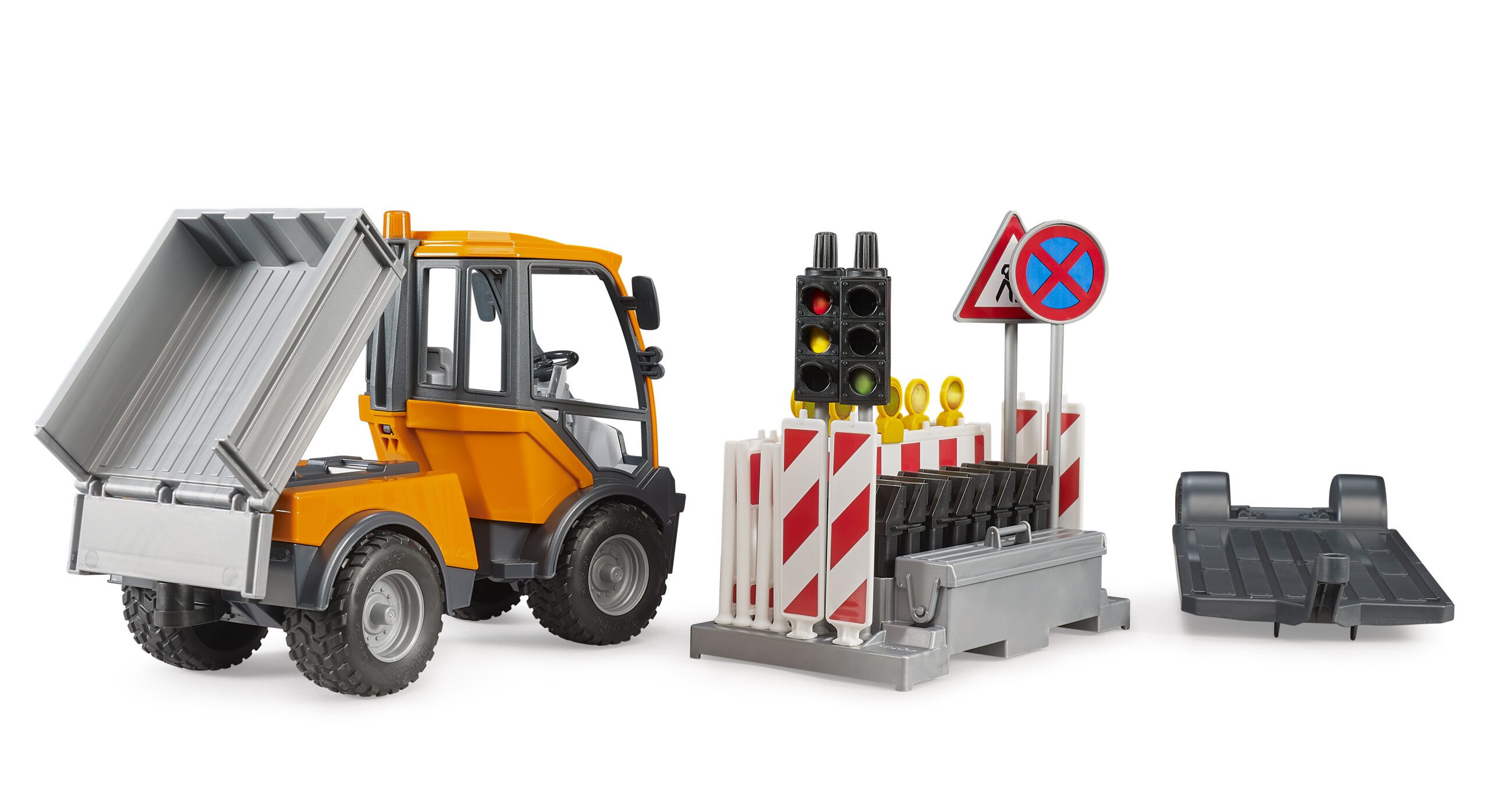 VarioCar s valníkem a přívěsem s dopravním značením - Bruder 02693 6 VarioCar s valníkem a přívěsem s dopravním značením - Bruder 02693 - Obrázek 6