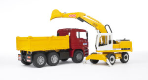 Sklápěčka MAN TGA s bagrem Liebherr - Bruder 2751