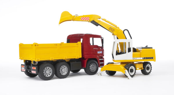Sklápěčka MAN TGA s bagrem Liebherr - Bruder 2751