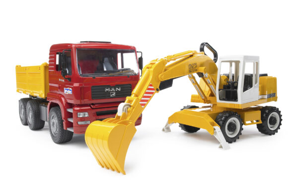 Sklápěčka MAN TGA s bagrem Liebherr - Bruder 02751 - Obrázek 3