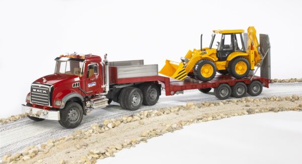 Tahač MACK Granite s bagrem JCB 4CX - Bruder 02813 - Obrázek 2
