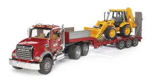 Tahač MACK Granite s bagrem JCB 4CX - Bruder 2813