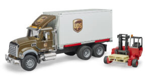 Nákladní auto Bruder UPS MACK Granite s vysokozdvižným vozíkem - Bruder 2828