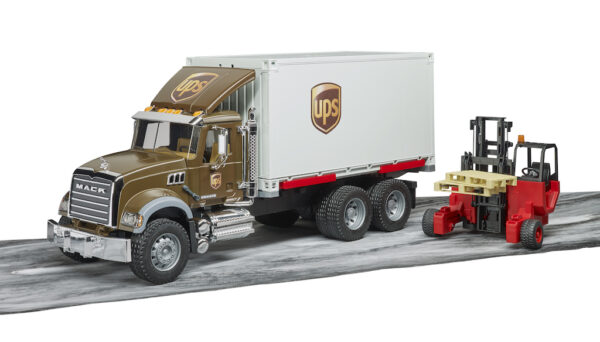 Nákladní auto UPS Mack Granite s vysokozdvižným vozíkem - Bruder 02828 - Obrázek 2