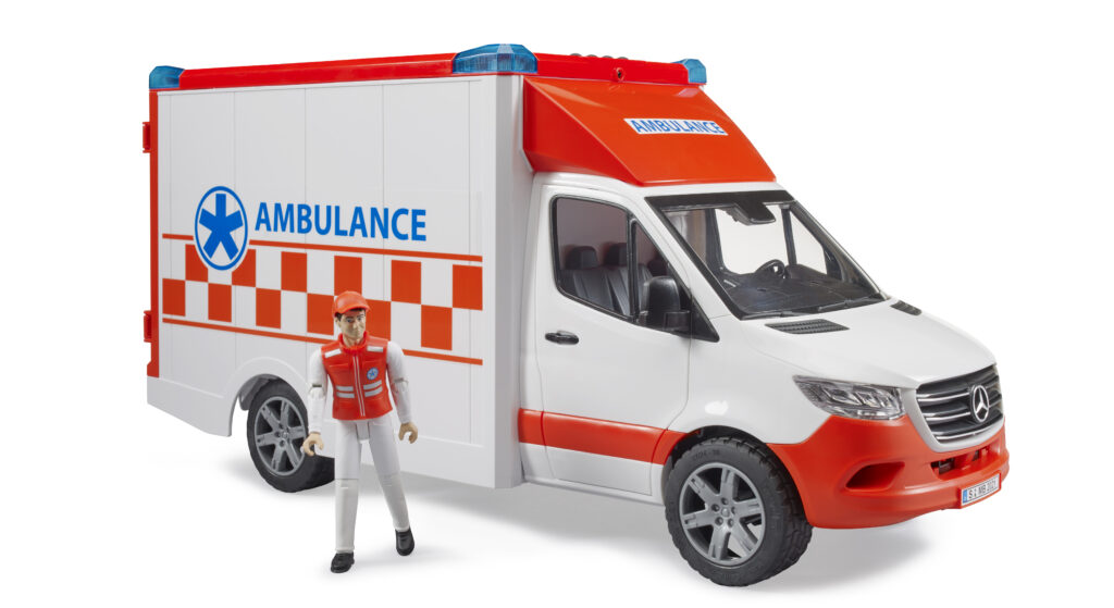 Bruder Sanitka MB Sprinter s houkačkou a řidičem Bruder 02676