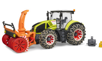 Bruder Traktor Claas Axion 950 se sněžnou frézou a řetězy - Bruder 3017