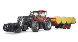 Traktor Case s nakladačem a přepravníkem balíků - Bruder 3198