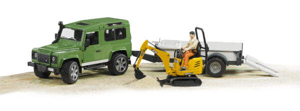 Land Rover s řidičem, přívěsem a minibagrem JCB - Bruder 02593 - Obrázek 6