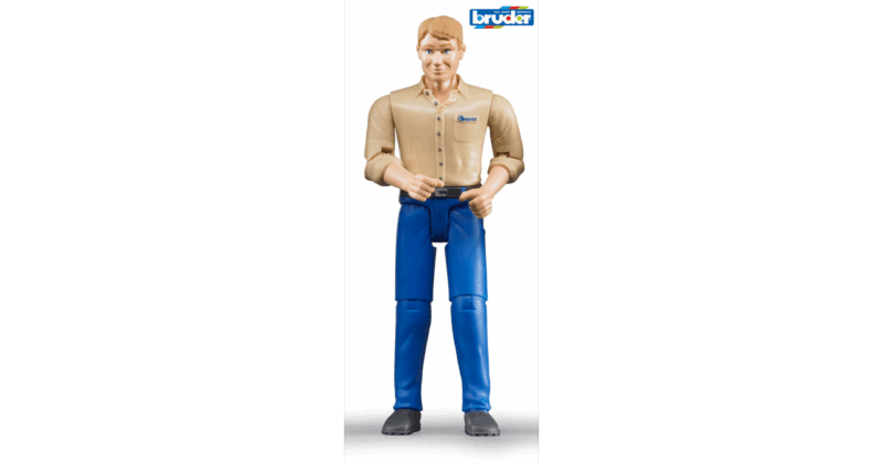 bworld Figurka muž s modrými kalhotami - Bruder 60006