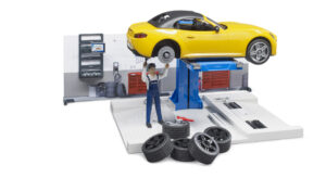 bworld Autodílna s mechanikem a roadsterem - Bruder 62110