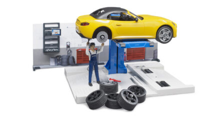 bworld Autodílna s mechanikem a roadsterem - Bruder 62110