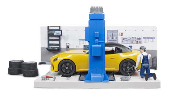 bworld Autodílna s mechanikem a roadsterem - Bruder 62110 - Obrázek 9