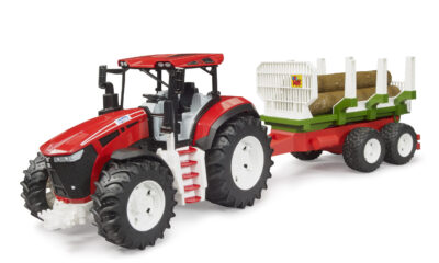 Traktor Roadmax s valníkem se dřevem - Bruder 03453