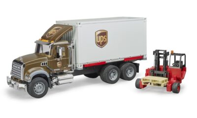 Nákladní auto UPS Mack Granite s vysokozdvižným vozíkem - Bruder 02828