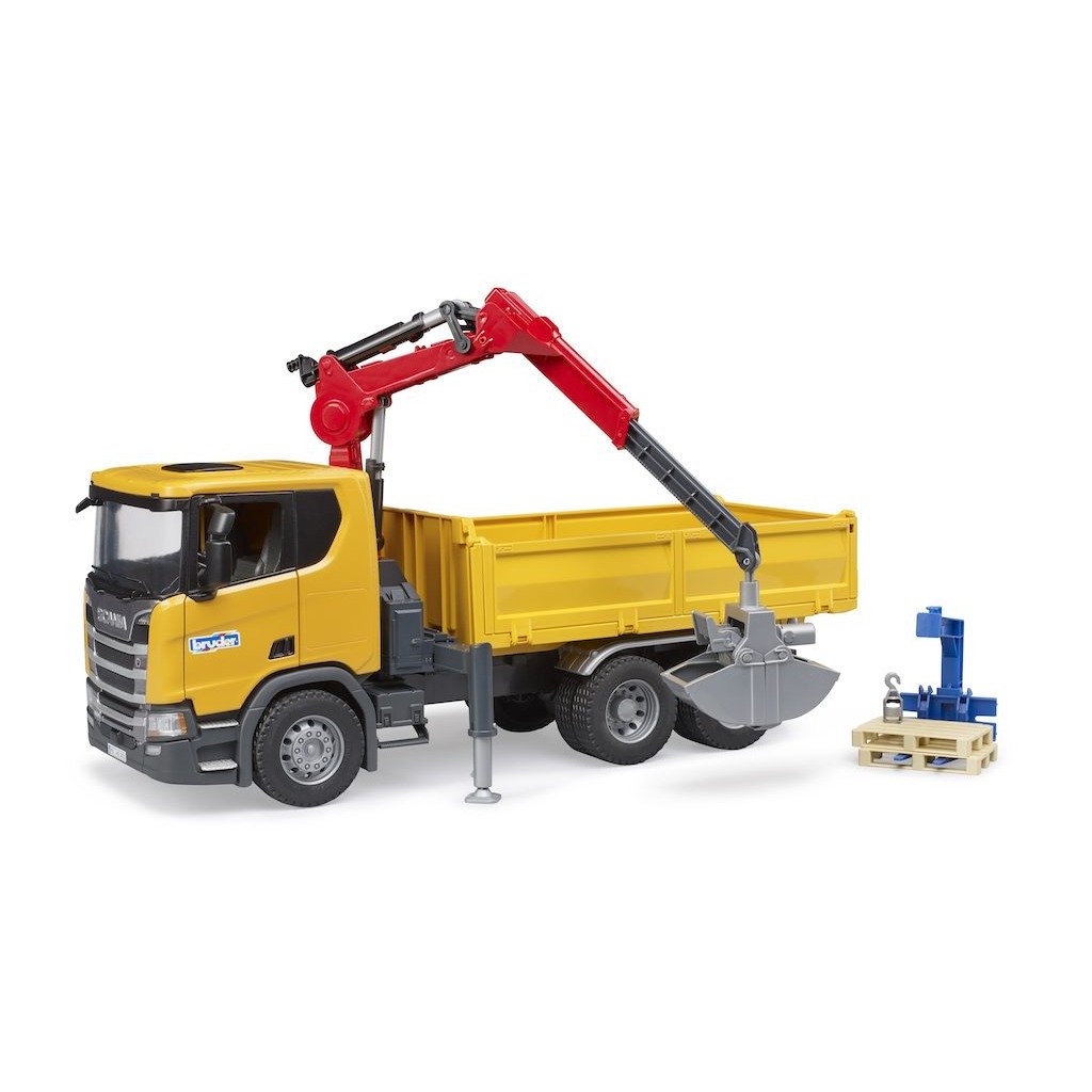 Nákladní auto Scania Super 560R s jeřábem a paletami - Bruder 03551 1 Nákladní auto Scania Super 560R s jeřábem a paletami - Bruder 03551