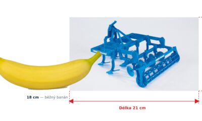 Kypřič půdy Lemken - Bruder 02329 — skutečná velikost 21 × 20 × 12 cm, porovnání s banánem