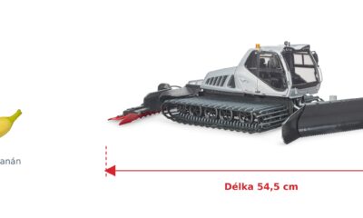 Sněžná rolba Prinoth Leitwolf - Bruder 02545 — skutečná velikost 54,5 × 37 × 18,5 cm, porovnání s banánem